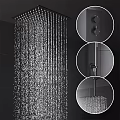 Modern Rainfall Shower Head With Powerful Water Streams In Sleek Bathroom Design 3d model