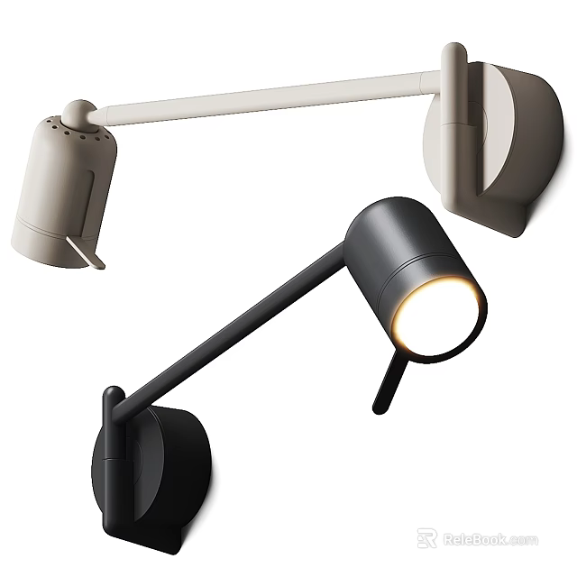 Modern Minimalist Wall Lamps With Adjustable Arms And Neutral Tones In Black And Beige Design 3d model 