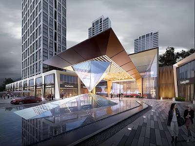 Modern Sales Office Building Commercial Building Exhibition Art Museum Building District Entrance Gate 3d model