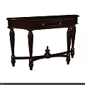 Traditional Dark Wood Console Table With Drawer And Elegant Carved Legs