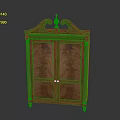 Classic Wooden Display Cabinet With Double Glass Doors And Ornate Carved Top