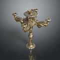 Golden Classical Candelabra With Intricate Carvings Multiple Arms And Ornate Base