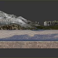 Modern Geological Model Displaying Mountain Water Layered Structure And Vegetation Details