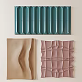 Teal Brown Pink Rectangular Wall Decor with Vertical Ribbed Wavy and Textured Grid Patterns 3d model