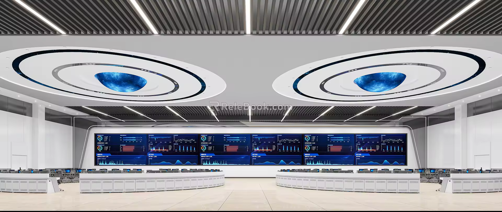 Modern Monitoring Room Central Control and Command Room 3d model