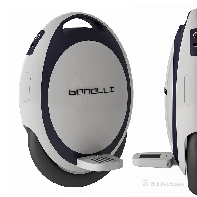 Bonolli Self Balancing Unicycle Modern Design With White And Blue Body And Pedal 3d model 