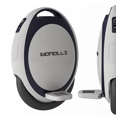 Bonolli Self Balancing Unicycle Modern Design With White And Blue Body And Pedal 3d model