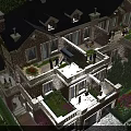 Spacious Townhouse Exterior With Sloped Roof Garden Terraces Brick Facade And Greenery