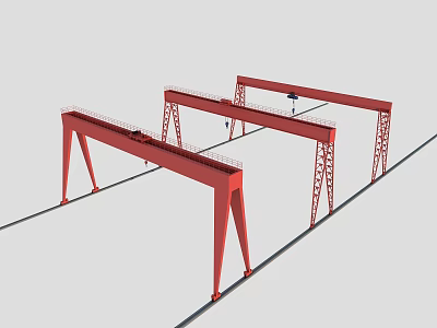 Red Gantry Cranes As Heavy Duty Industrial Lifting Equipment For Industrial Operations 3d model