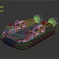 Modern Hovercraft With Large Propellers And Metal Deck Structure Design 3d model
