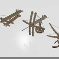 Ancient Medieval Ballista Weapon Models Featuring Wooden Construction For Military Exhibits