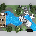 Modern Commercial Exhibition Equipment For Car Display Booth With Green Plants Setup