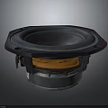 High Performance Audio Speaker Unit With Black Cone Brown Frame And Metal Base 3d model