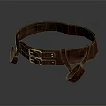 Brown Leather Belt With Metal Buckle And Adjustable Straps And Loops