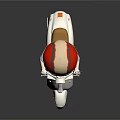 Cartoon Character Riding White Scooter With Red Orange Helmet Sunglasses White Shirt Blue Pants