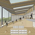 modern library rest space 3d model