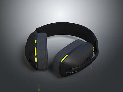 Sleek Modern Black Over ear Headphones With Yellow Accents And Comfortable Earpads 3d model