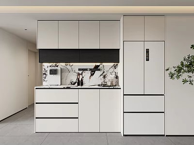 Modern Minimalist Sideboard Refrigerator Cabinet Sideboard Integrated Black and White Wine Cabinet Sideboard Refrigerator Cabinet Wine Cabinet Sideboard Cabinet 3d model