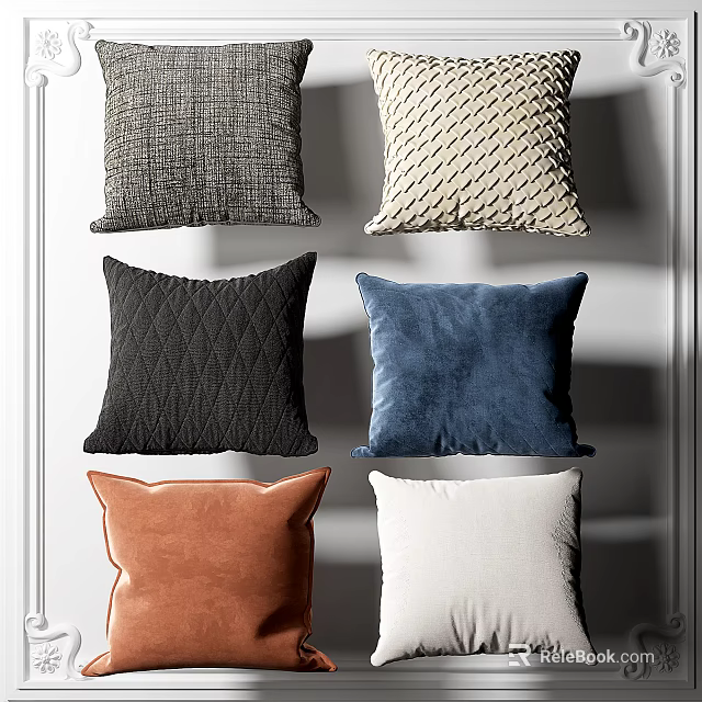 Decorative Throw Pillows Featuring Various Textures And Colors For Home Decoration 3d model