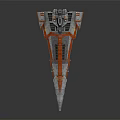 Gray And Red Sci Fi Spaceship Model With Streamlined Design And Detailed Structure