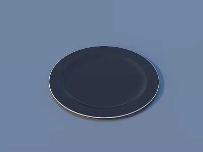 Modern Black Dinnerware Set With Silver Rim Round Plate On Blue Background 3d model
