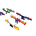 Various Colorful Children's Playground Equipment With Seesaws And Spring Riders