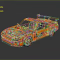 Orange Racing Car Model with Rear Wing and Body Graphics