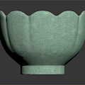 Light Green Petal Shaped Ceramic Sculpture Bowl With Artistic Textured Surface