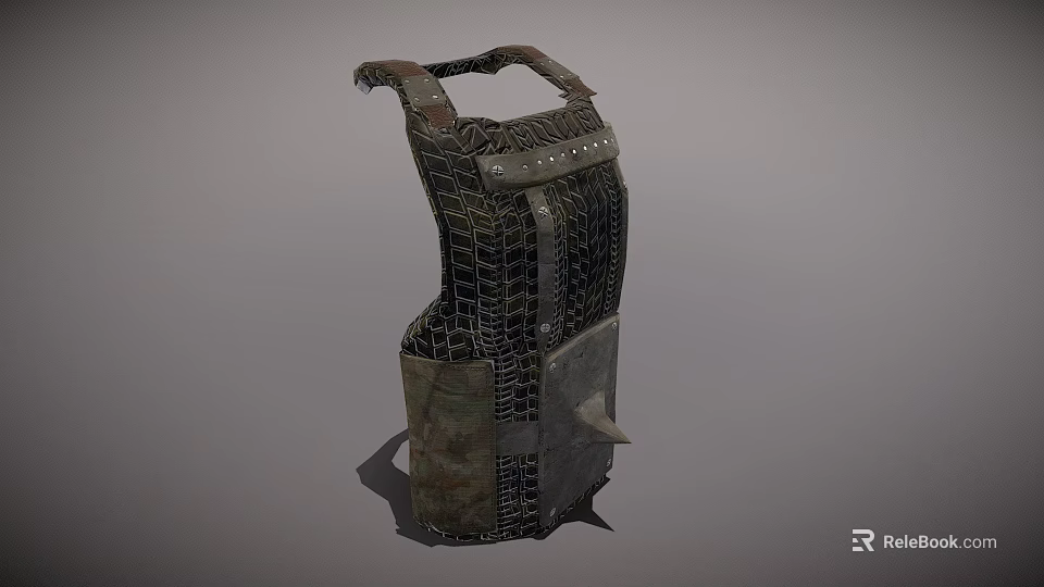 Medieval Weapon Protection Armor With Metal Mesh Straps Rivets And Leather Details 3d model 