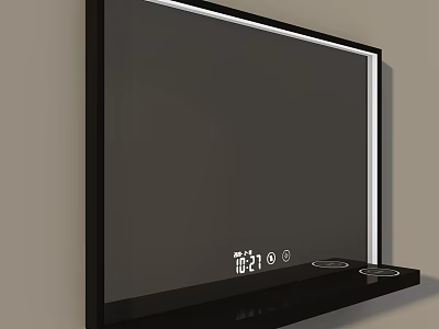 Smart Wall Mounted Mirror With Black Frame And Shelf 3d model