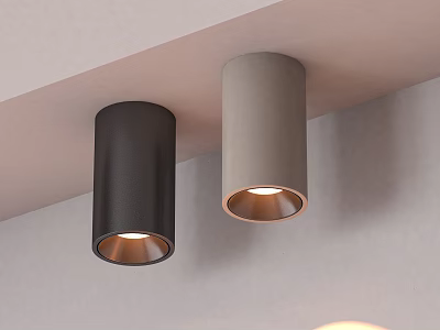 Modern Black And Gray Ceiling Spotlights With Sleek Design Illuminated On Ceiling 3d model