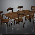 Classic Wooden Dining Table With White Legs And Six Matching Chairs