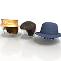 Trendy Hats for Daily Use Featuring Golden Brown and Blue Colors with Hair Accents