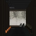 Elegant Hotel Corridor With Wooden Walls Warm Lighting And Decorative Statues