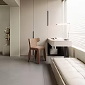 Modern Home Balcony Interior With Work Desk Chair Green Plants And Window Blinds