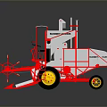 Red And White Industrial Combine Harvester With Operator Cabin Yellow Wheels Reaping Mechanism