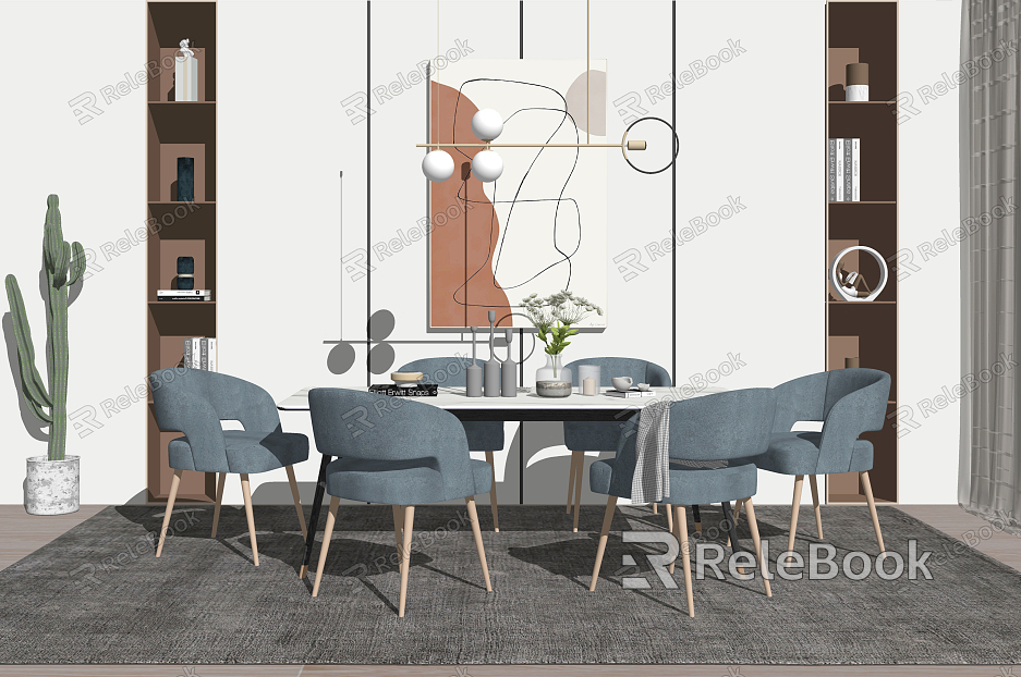 Modern Dining Table and Chair Combination model