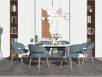 Modern Dining Table and Chair Combination 3d model