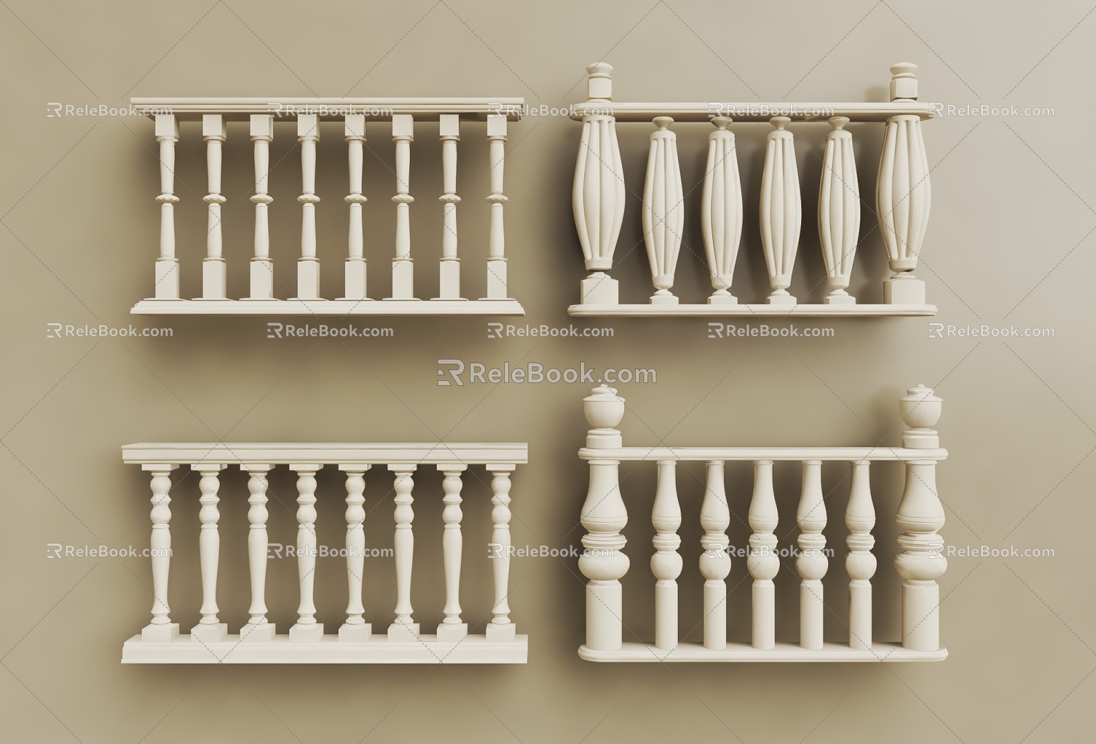 European style railing Aquarius railing 3d model