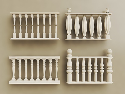 European style railing Aquarius railing 3d model