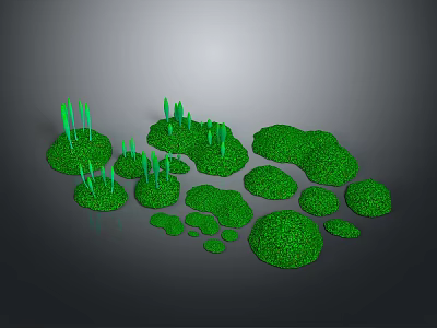 Lush Green Plants With Various Round Shapes And Grass Like Foliage Arranged On Ground 3d model