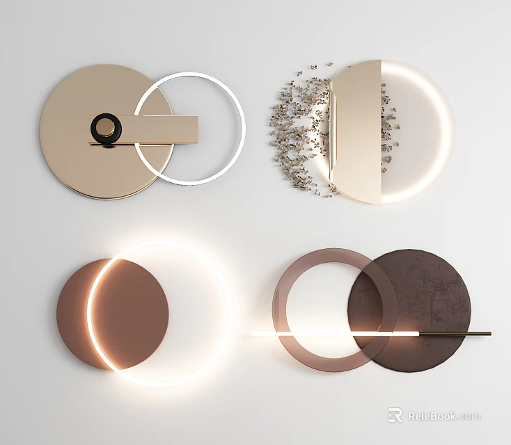 Modern Circular Wall Lamps Featuring Ring Design LED Lighting And Different Colors 3d model