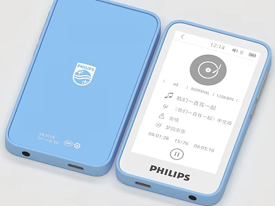 Philips Smart Blue Music Player With Touch Screen And Playback Interface 3d model