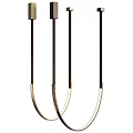 Three Arm Modern Pendant Light With Black Gold Metal Curved Design