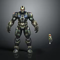 Mechanical Armor Character With Red Eyes And Small Robot Creature Design 3d model