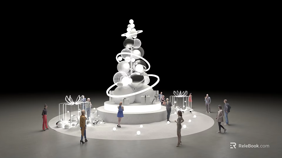 Popular Check-in Photo Spot with Spiral Sculpture Structure and Circular Platform for Visitors Gathering 3d model 