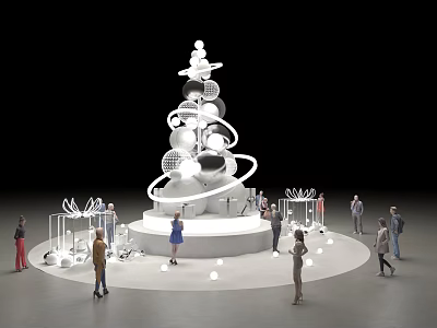 Popular Check-in Photo Spot with Spiral Sculpture Structure and Circular Platform for Visitors Gathering 3d model