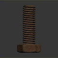 Hex Head Threaded Bolt With Brown Metal Surface And Shiny Reflection 3d model