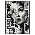 Black And White Dada Collage Artwork With Female Face Newspaper Clippings