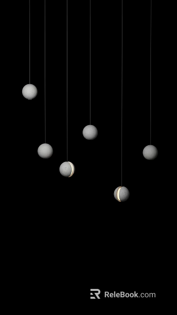 Multiple Modern Spherical Pendant Lights With White Bodies And Soft Glowing Effect 3d model